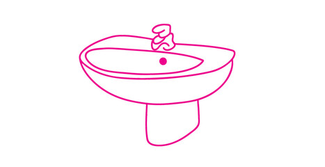 Pink line art toilet