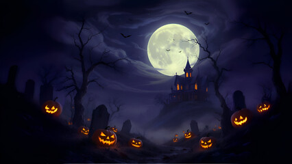 Fototapeta premium halloween night background with bats