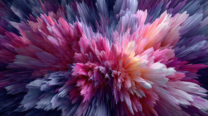 Abstract Colorful Explosion of Sharp Edges, Pink, Purple, and Orange Spikes Bursting Outward, Modern Artistic Background, Dynamic and Vibrant, 3D Rendered Illustration, Conceptual Art, Visual Art,