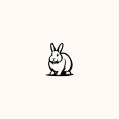 Cute Black and White Rabbit Vector Illustration – Bunny Clipart Design