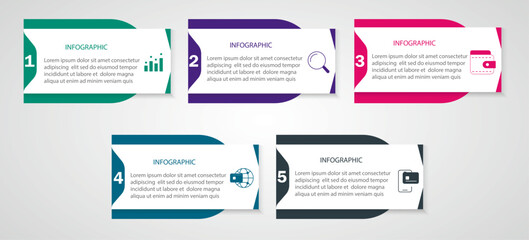 Steps infographic design | Business timeline process data visualization | 5 steps infographic template