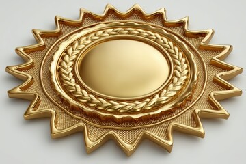 Gleaming gold seal with intricate braided details reflecting achievement and recognition captured in a visually striking format enhancing its symbolic value and significance