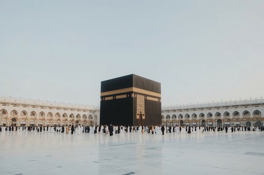 Mecca pilgrims circumambulating Kaaba, Masjid al-Haram