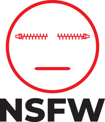 NSFW Sign With Zipper Eye Line Art Vector Illustrations