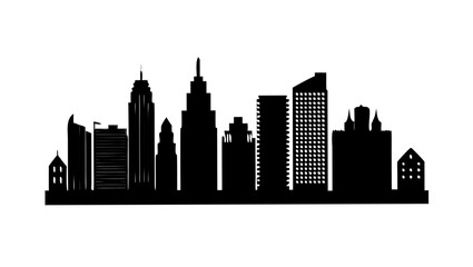 Naklejka premium Minimalist line art sketch of a tall skyscraper building with horizontal lines representing floors against a stark black background