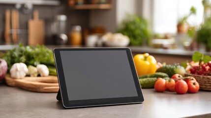 iPad or Tablet Screen Mockup in a Kitchen