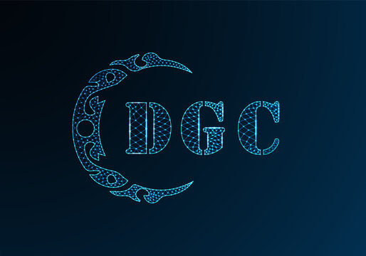 Low poly letter logo DGC design. DGC letter logo low poly vector design on blue color gradient background. DGC logo low poly design