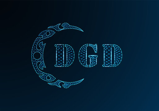 Low poly letter logo DGD design. DGD letter logo low poly vector design on blue color gradient background. DGD logo low poly design