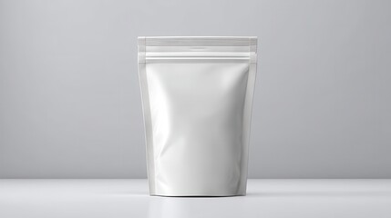 White Stand-Up Pouch on a Minimalist Background