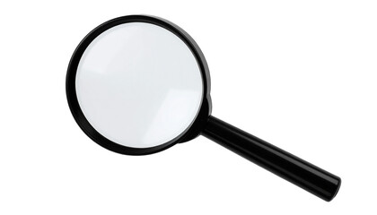 Black Magnifying Glass Tool for Investigation and Inspection Purposes Isolated on transparent background
