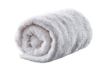 Soft white towel rolled neatly on a surface for home and spa use