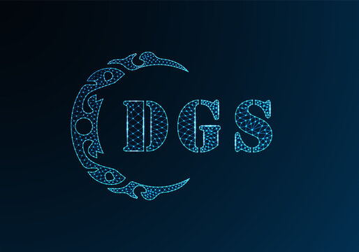 Low poly letter logo DGS design. DGS letter logo low poly vector design on blue color gradient background. DGS logo low poly design