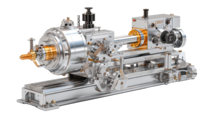 Lathe tailstock and carriage background isolated on a Transparent background, PNG file.