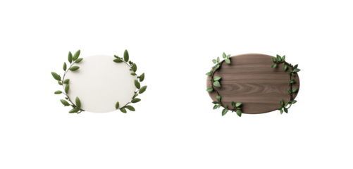 Rustic and modern circular wreath designs with green leaves