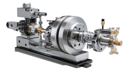 Lathe with cutting tool engaged background isolated on a Transparent background, PNG file.