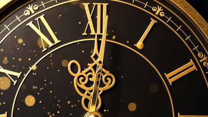 Timelapse of elegant vintage clock with moving gold particles in motion - Powered by Adobe
