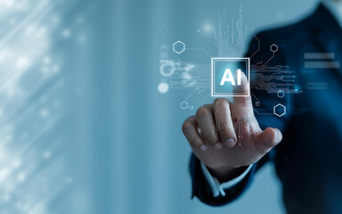 hand pushing a button on a touch screen interface