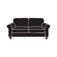 Fototapeta premium Black Sofa Silhouette Vector. Minimalist Furniture Design