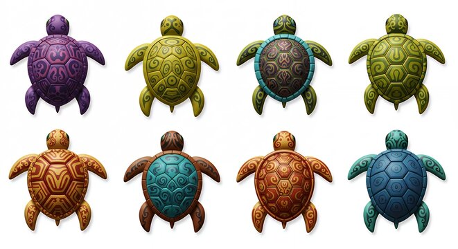 Colorful turtle illustrations collection