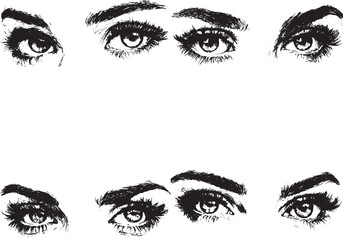 Fototapeta premium A detailed eye tattoo design, vector illustration, hand-drawn doodle style, clip art for T-shirt print, on a white background.eps
