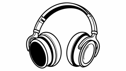 Illustration of black headphones listening music audio sound device electronic equipment stereo headset accessory