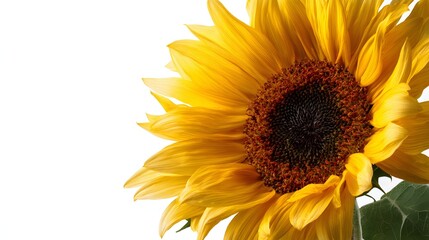 Vibrant sunflower bloom against a clean white background