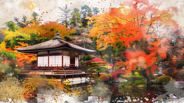 Autumn Oil Painting Background – a warm and nostalgic visual. The autumn-themed oil painting background captures the cozy charm and rich colors of the fall season