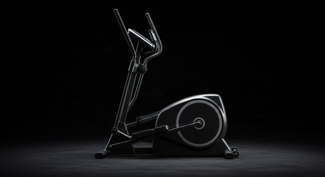 Elliptical Machine – Black Frame with Handlebars and Foot Pedals for Fitness Training