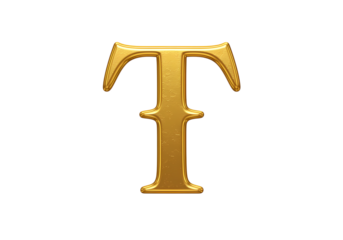 Elegant Golden Letter T Ornate Font Luxury Branding Monogram Initial Typography Design Element Perfect for Logos Invitations and Decorative Purposes on transparent background