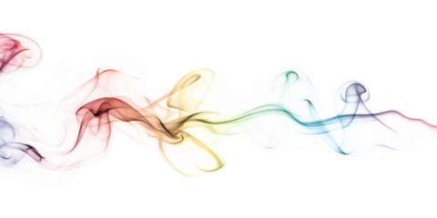 Colorful Smoke Swirls in Rainbow Gradient on Background rainbow smoke art isolated on a transparent background