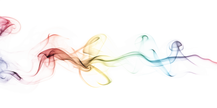 Colorful Smoke Swirls in Rainbow Gradient on Background rainbow smoke art isolated on a transparent background