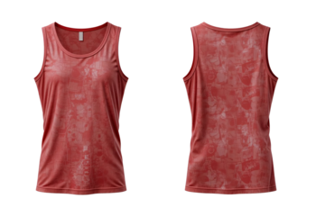 red tank top front and back set isolated on transparent or white background, png	