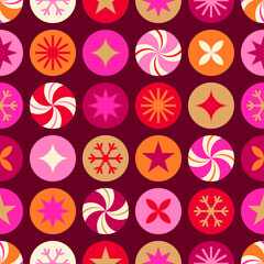Candy with geometric elements seamless pattern design for Christmas and new year background.