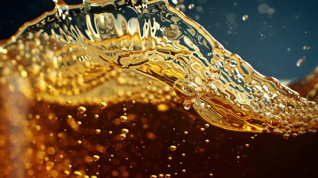 Super Slow Motion of Macro Shot of Pouring Beer Drink, Close-up. Filmed on High Speed Cinema Camera.