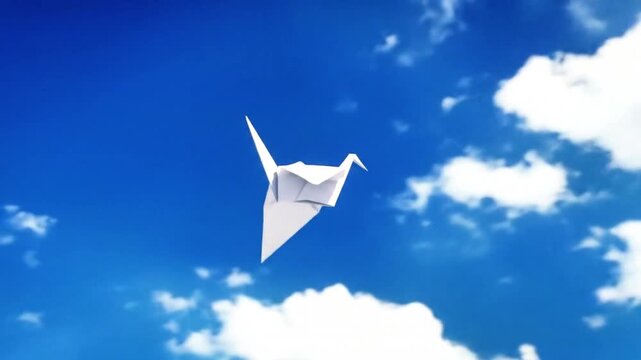 Paper Bird Flying with Hopeful Sky Dreams.
A paper bird flaps its wings gently in the sky, symbolizing hope, prayer, and inspiration as the camera gracefully follows its journey.
