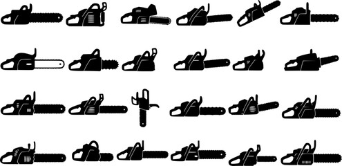 Chainsaw set silhouette vector illustration
