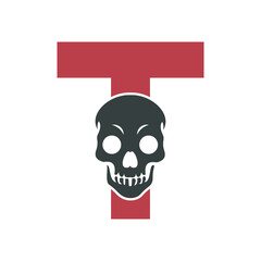 Human Head Logo Combine With Letter T Vector Template