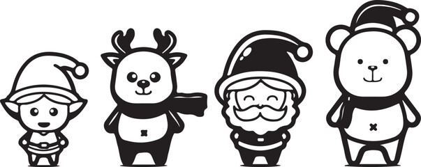 Superhero Cartoon Animals Vector – Cow and Bear in Costume, Funny Doodle, Illustration, Clipart