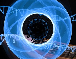 Abstract virus graphic with DNA