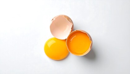 Broken egg yolk and shell