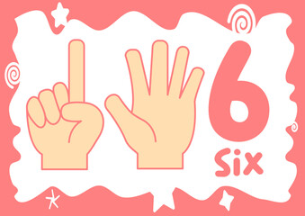 A fun and educational worksheet for kids to learn how to sign and write the number six
