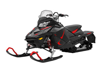 Snowmobile Black and Red Trail Snow Machine isolated on transparent background