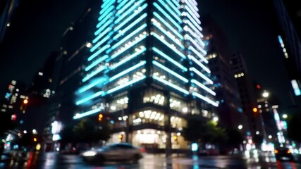 Modern skyscraper at night - Powered by Adobe