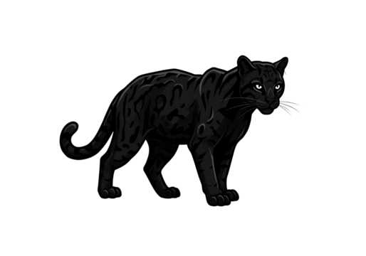Nocturnal Feline Silhouette of a Black Cat in Motion on transparent background