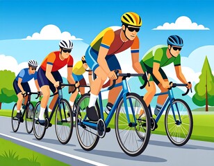 Cyclists racing on a paved road