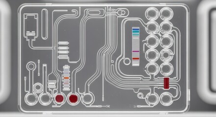 Microfluidic Device with Red Liquid Samples for Biotechnology Research and Medical Diagnostics