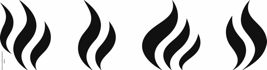 Steam Smoke flat icon set. Aroma smell symbol. Vector 
