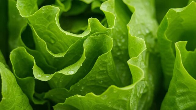 Crisp fresh lettuce leaves in macro view showing natural texture and patterns