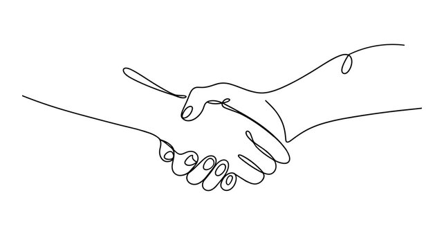 Continuous line drawing of handshake agreement business deal vector illustration