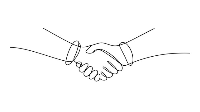 Continuous line drawing of handshake agreement business deal vector illustration